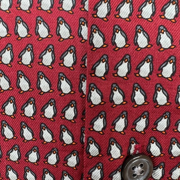 Hermes Penguin Imprinted Fitted Cotton Shirt 15 1/2 39 Blackcurrant France NWT - Picture 10 of 10